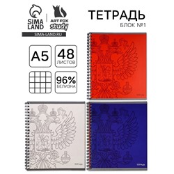 Тетрадь А5, 48 л на спирали, внутренний блок №1 МИКС «Патриотизм»