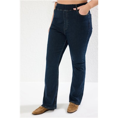 Темно -синяя высокая комфортная талия испанская вспышка PACA Flare Jeans TBBAW25CJ00031