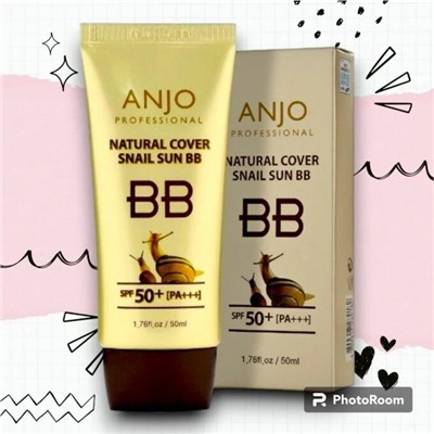 ANJO Professional  УЛИТОЧНЫЙ МУЦИН BB крем для лица Natural Cover Snail Sun BB SPF50+PA+++, 50 мл