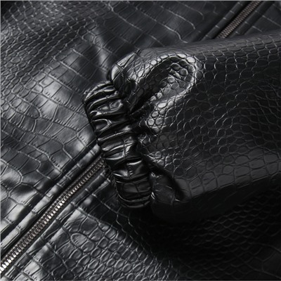 Жакет женский демисезонный MINAKU: Eco leather, чёрный, размер 46