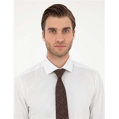 Белый бывший Slim Fit Основная рубашка с длинным рукавом