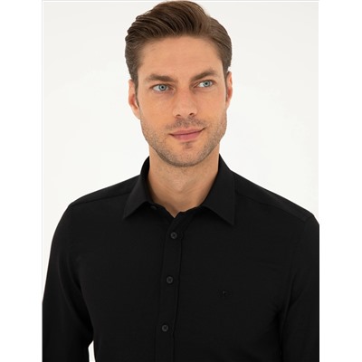 Black Slim Fit рубашка с длинным рукавом Amelor