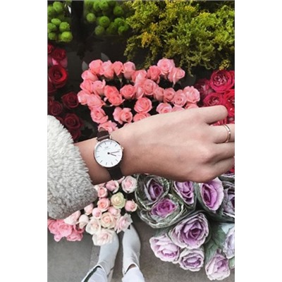 Reloj de cuarzo de piel Petite Bristol - Marrón y plateado