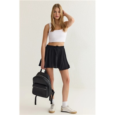 Black Reslected Cut Speat Mini Plating Skirt -Шорты, снятые