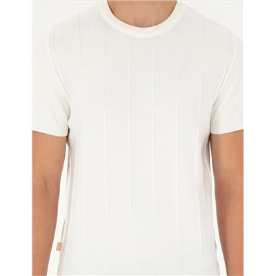 Ekru Slim Fit Bike Yaka Triko T -For