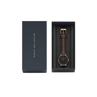 Reloj de cuarzo de piel Petite Bristol - Marrón y rosa dorado