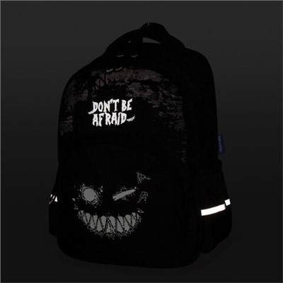 Рюкзак BRAUBERG SOFT, 2 отделения, 3 кармана, "Don't be afraid", СВЕТЯЩИЙСЯ, 40х31х15 см, 271364