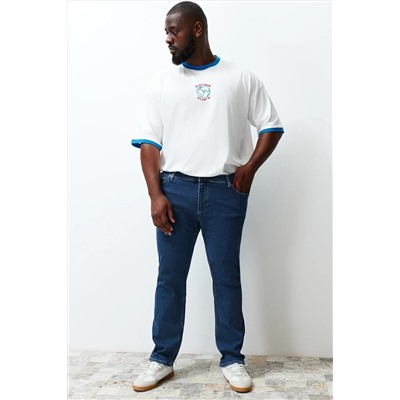Navy Blue Slim Fit Гибкая ткань Большой размер джинсы джинсы tmnss24cj00000