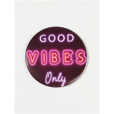 Зеркало карманное Good vibes, d=7 см, PVC - коробка, чёрное
