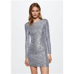Vestido lentejuelas manga larga -  Mujer | MANGO OUTLET España