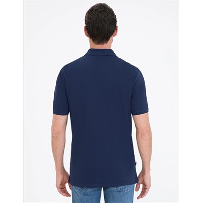 Темно -темно -синий обычный посадка Polo Yaka Basic T -For