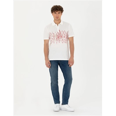 Ecru Slim Fit Polo Yaka T -For