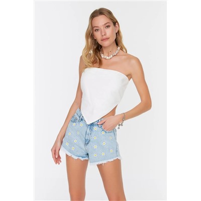 Blue Emelcodery Denim Beach Shorts TBESS22SR0392