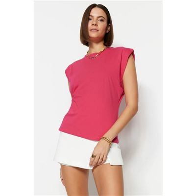 Fuchsia 100 %хлопок Vatka выглядит базовым велосипедным воротником футболка Twoss20TS0021