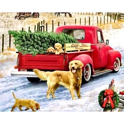 Алмазная мозаика/ подрамник/ полная выкладка/ круглые стразы/ 30х30см/ арт.GLC51515 СОБАЧКИ