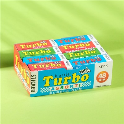 Жевательная резинка Turbo ассорти вкусов с наклейкой, 14 г