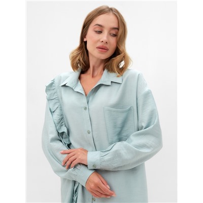 Костюм женский (блузка, шорты) MINAKU: Casual Collection цвет зеленый , р-р 46
