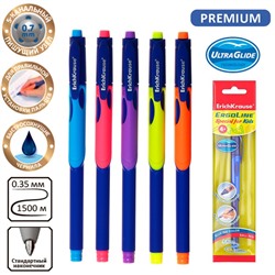 Ручка шариковая ErichKrause ErgoLine Kids, узел 0.7 мм, резиновый держатель, корпус Soft-touch, чернила синие, блистер, корпус МИКС