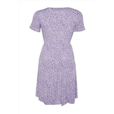 Lila V -neck Цветочный рисунок вязание вязание большого размера TBBSS22EL1638