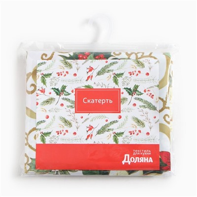 Скатерть новогодняя Доляна "Праздничные украшения" 110*145 см, 100% п/э