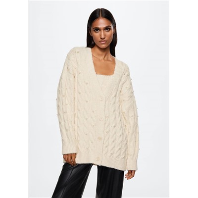 Cárdigan punto perlas -  Mujer | MANGO OUTLET España