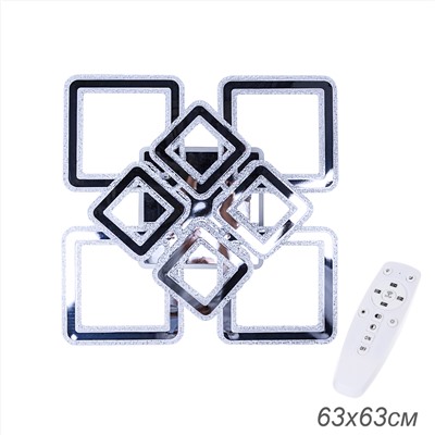 Стационарный светильник / LED-люстра потолочная. Цвет: хром (452W / 630*630*120)" / LED white + yellow3000K~6500K / K26025Cr/4+4 / уп 1