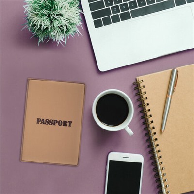 Обложка для паспорта, мягкий полиуретан, "PASSPORT", коричневая, STAFF, 238406