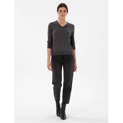 Anthracit Slim Fit Basic Sweater