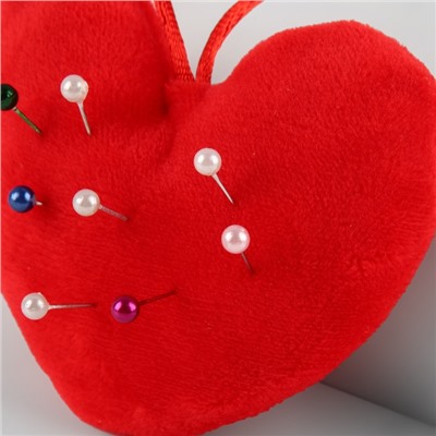 Игольница с петлёй «Сердце», 8.5×6.5×3.5 см, красная