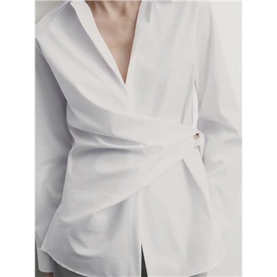 Camisa popelín detalle lazada cruzada