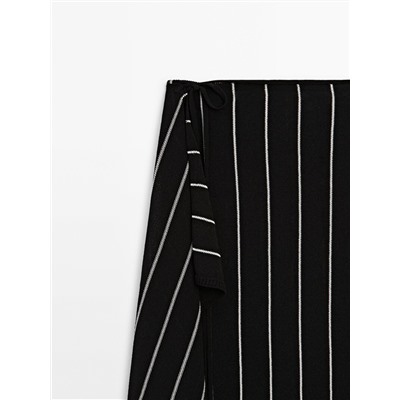 Striped knit co-ord skirt with tie