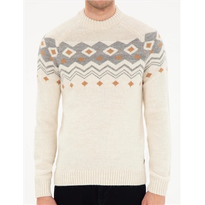 Ecru Slim Fit Half Fisherman Salline Knitwear Казах