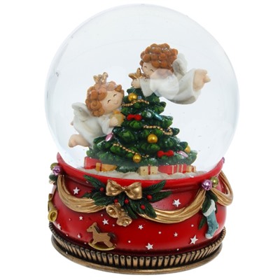 Фигурка декор в стекл шаре "Ангелочки" (муз с ключ), D15 см, L15 W15 H20,5 см