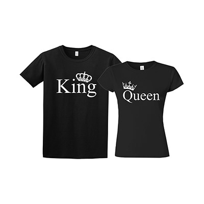 Парные футболки для двоих "King, Queen" короны