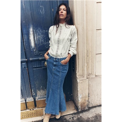 Z1975 MID-RISE DENIM MIDI SKIRT