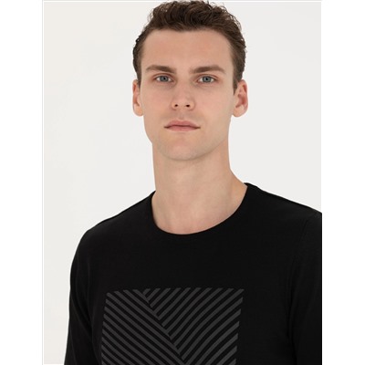 Black Slim Fit Bike Yaka Knitwear свитер
