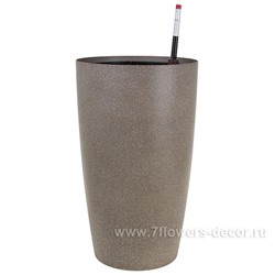 Кашпо PLANTA VITA "Vase Stone brown" с автополивом (пластик), D32xH55 см