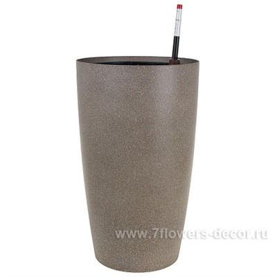 Кашпо PLANTA VITA "Vase Stone brown" с автополивом (пластик), D32xH55 см