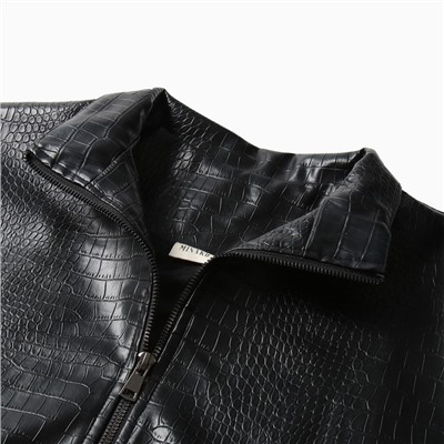 Жакет женский демисезонный MINAKU: Eco leather, чёрный, размер 46