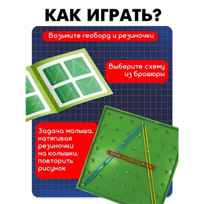 Геоборд «Математический планшет: Алфавит и цифры» с инструкцией по схемам, по методике Монтессори