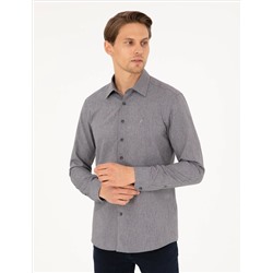 Антрацит Slim Fit рубашка с длинным рукавом