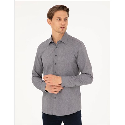 Антрацит Slim Fit рубашка с длинным рукавом