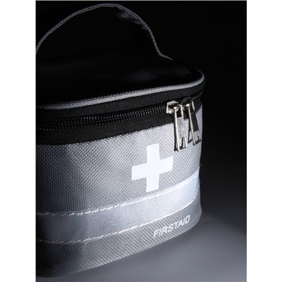 Косметичка-аптечка на молнии, на подкладке, с ручкой, с принтом Firstaid, серая