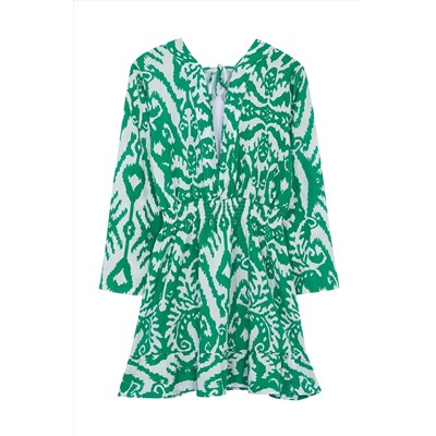 Зеленое этническое рисунок испанской рукав Satar Mini Woven Beach Press Tbbss23ah00114