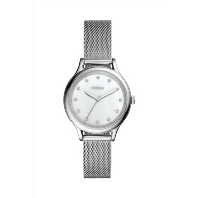Reloj de cuarzo de acero y nácar Laney Fossil