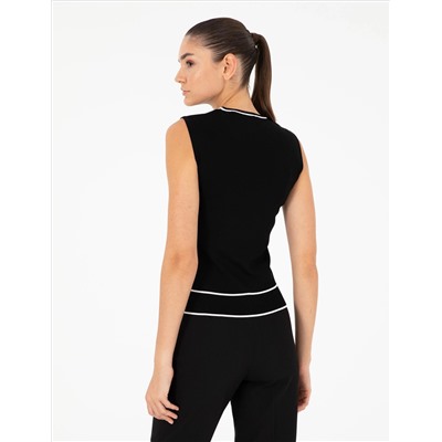 Black Slim Fit Knitwear Blouse