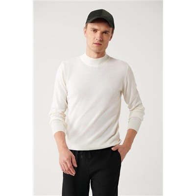 Ecru Half Fisher Yok Wool смешанный вязаный свитер