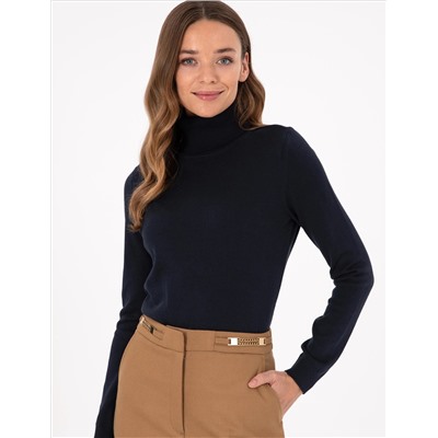 Navy Blue Slim Fit Basic Sweater