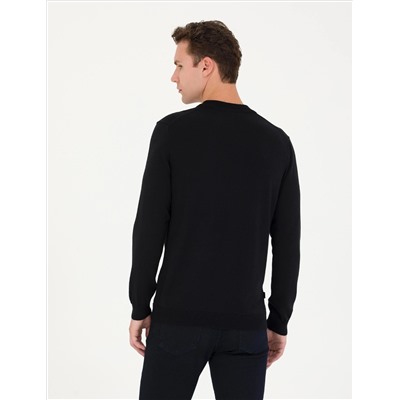 Black Slim Fit Half Fisherman воротник базовый вязаный свитер