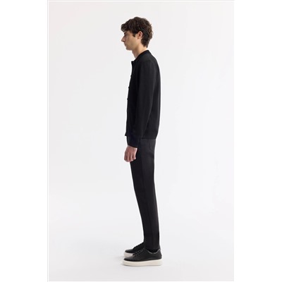 Черный поло яка кнопка Rayon Knitwear Cardigan